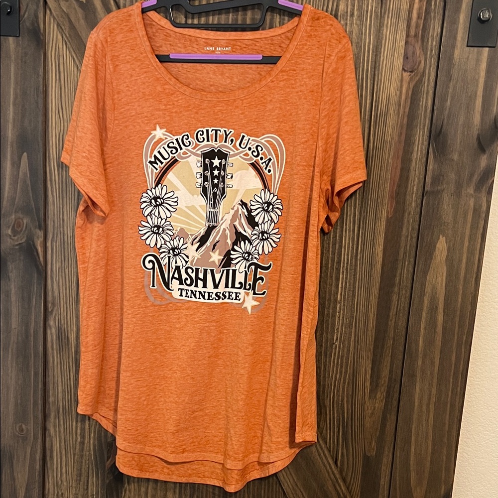 Lane Bryant Burnt Orange Nashville Music Tee 14/16 #1